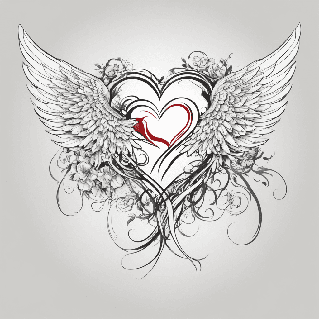 A Sensual Silhouette With Angel Wings Embracing A Heart