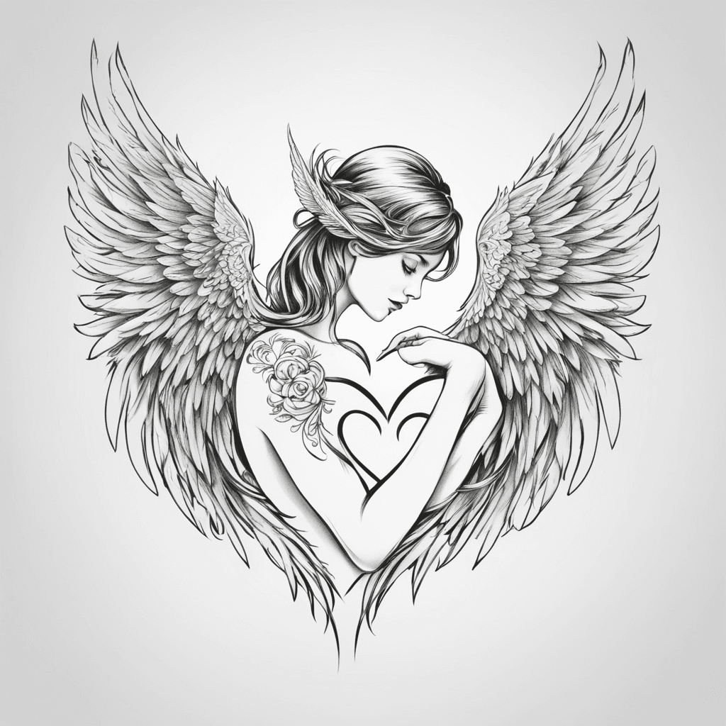 A Sensual Silhouette With Angel Wings Embracing A Heart