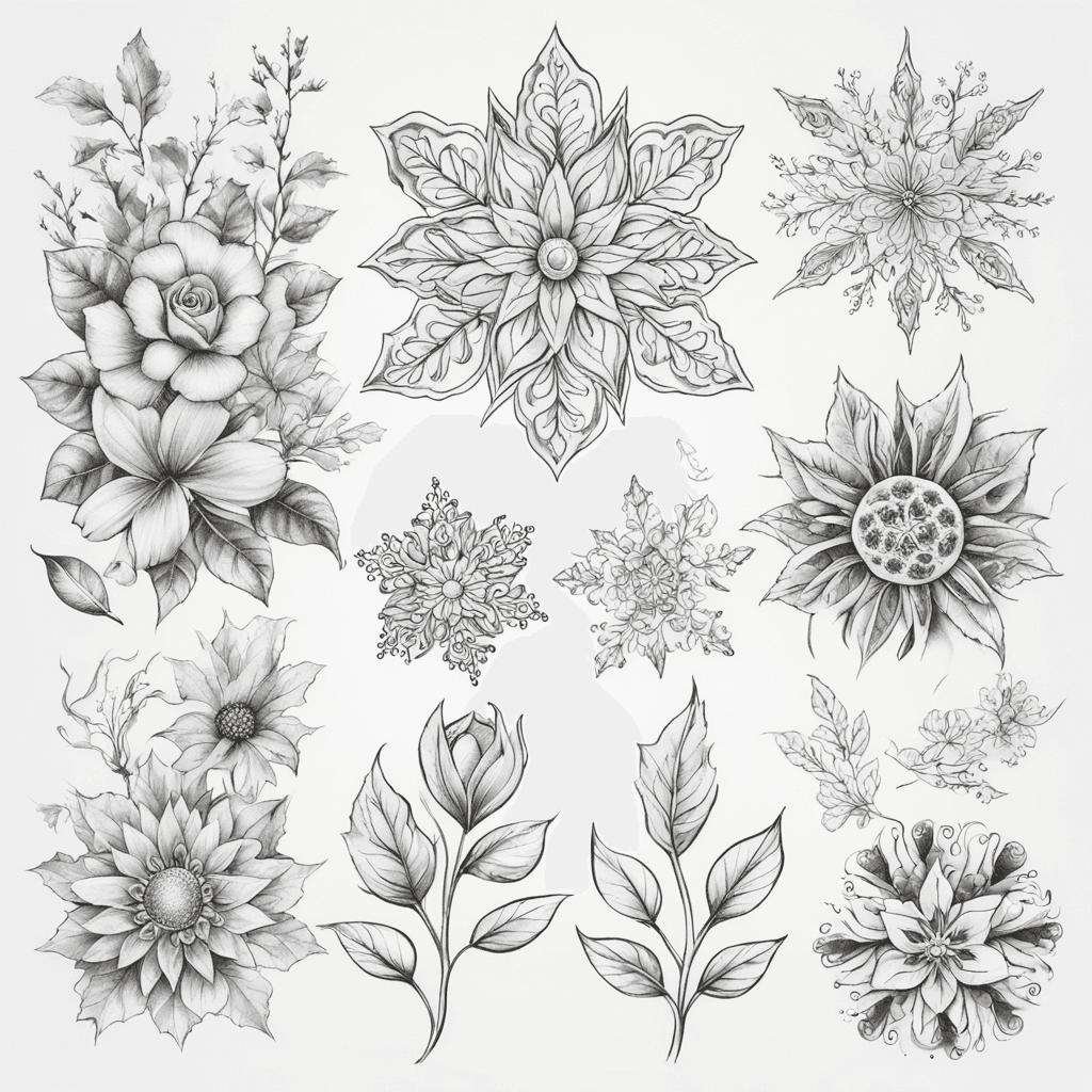 With four seasons as the theme, the elements include flowers representing spring, the sun representing summer, leaves representing autumn, and snowflakes representing winter