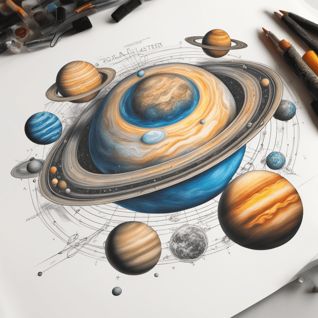 solar system 3d colored