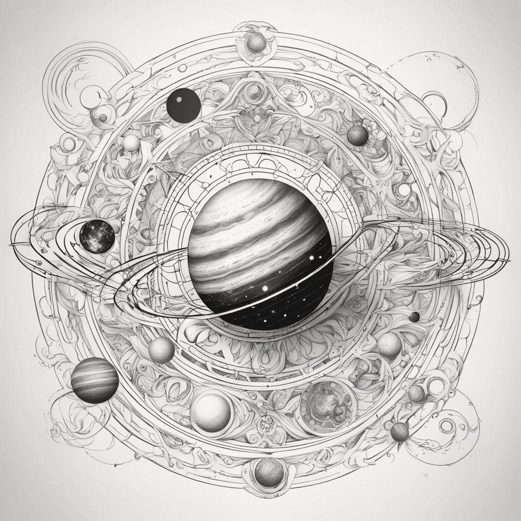 solar system 3d abstract davinchi style
