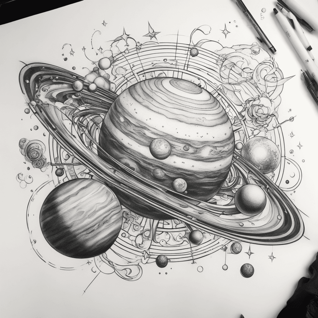solar system 3d abstract davinchi style