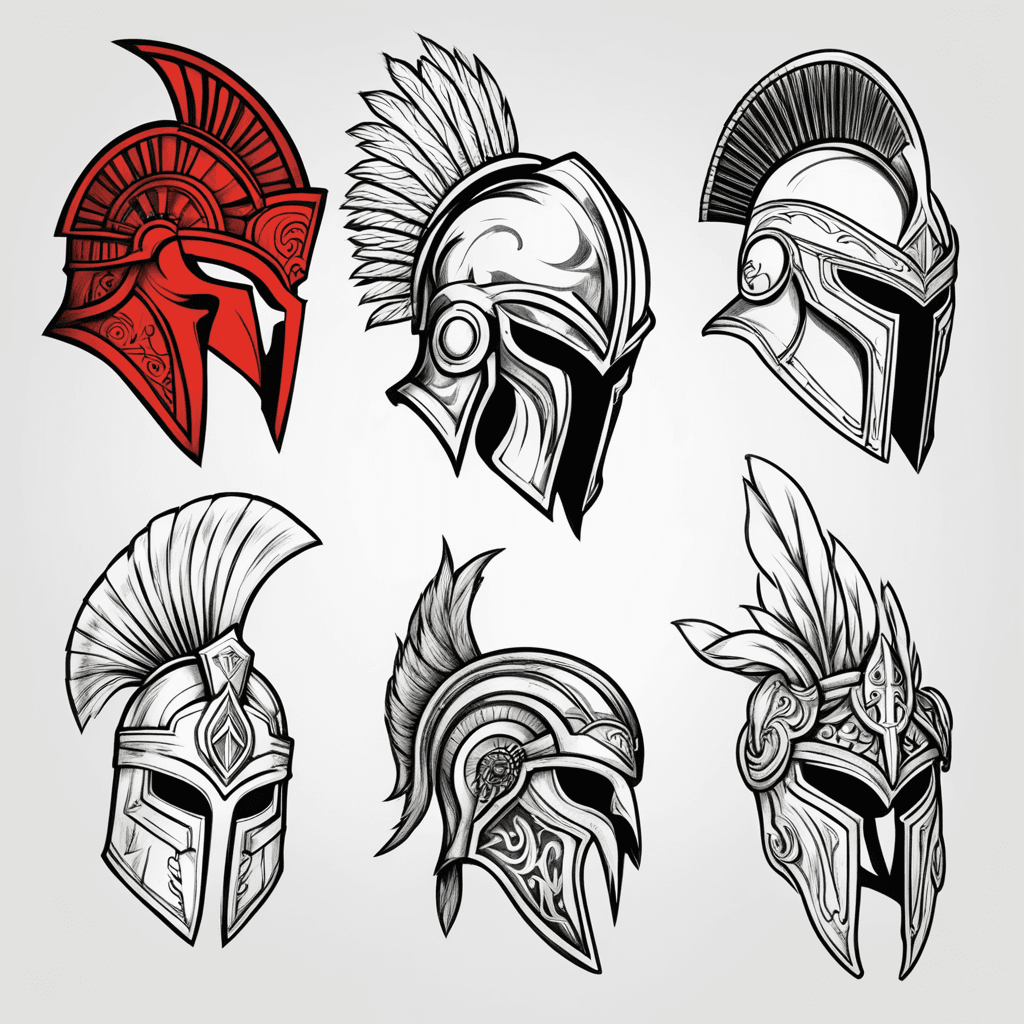 Spartan helmet, side, black, red iroquois, war, mask