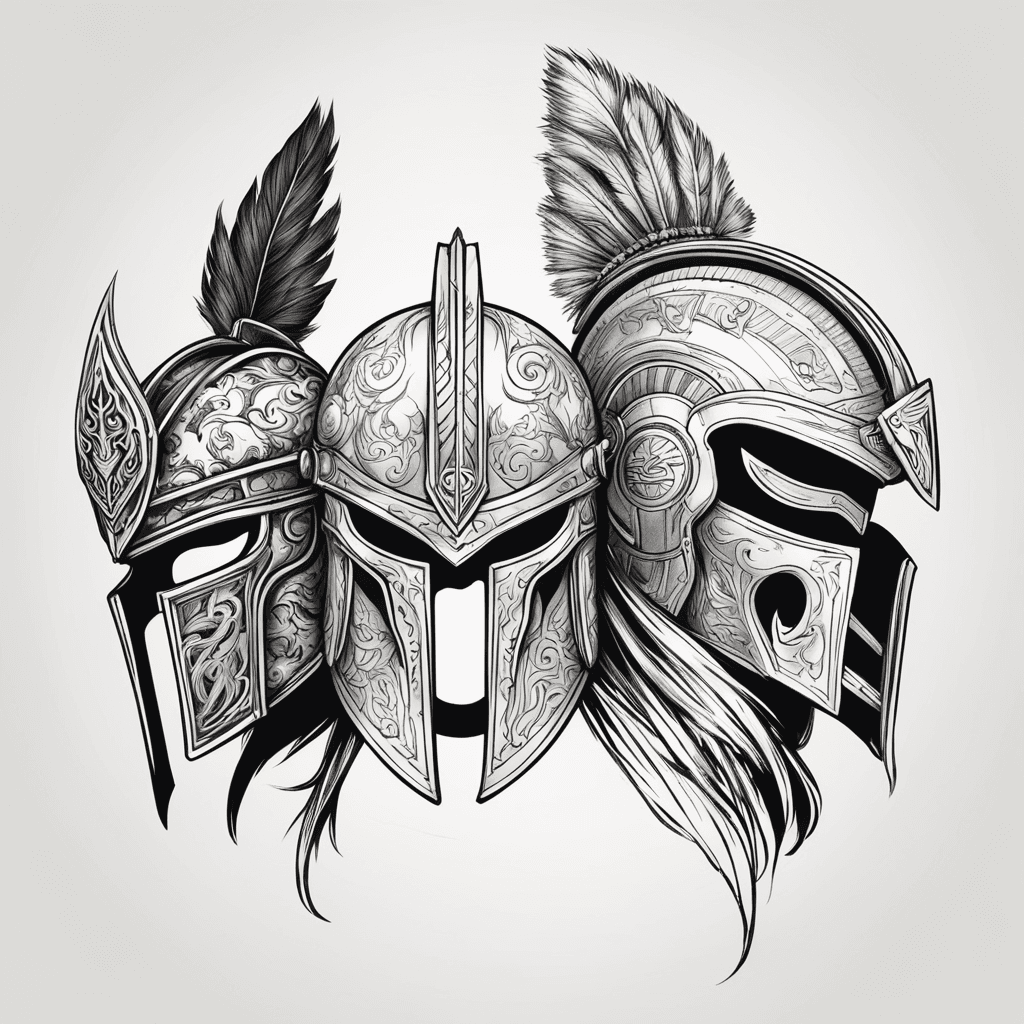 Spartan helmet, side, black, red iroquois, war, mask
