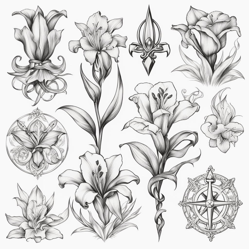 gemstone, lily, iris, anchor
