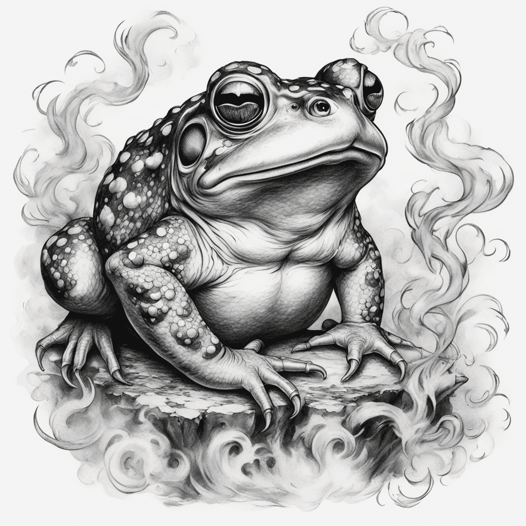 Toad with a cigarette in the smoke