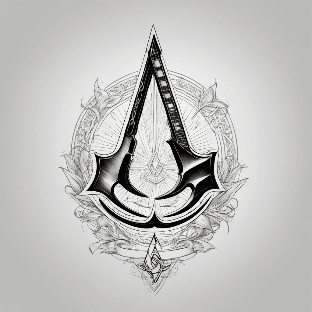 Assassin's creed symbol with electric guitar