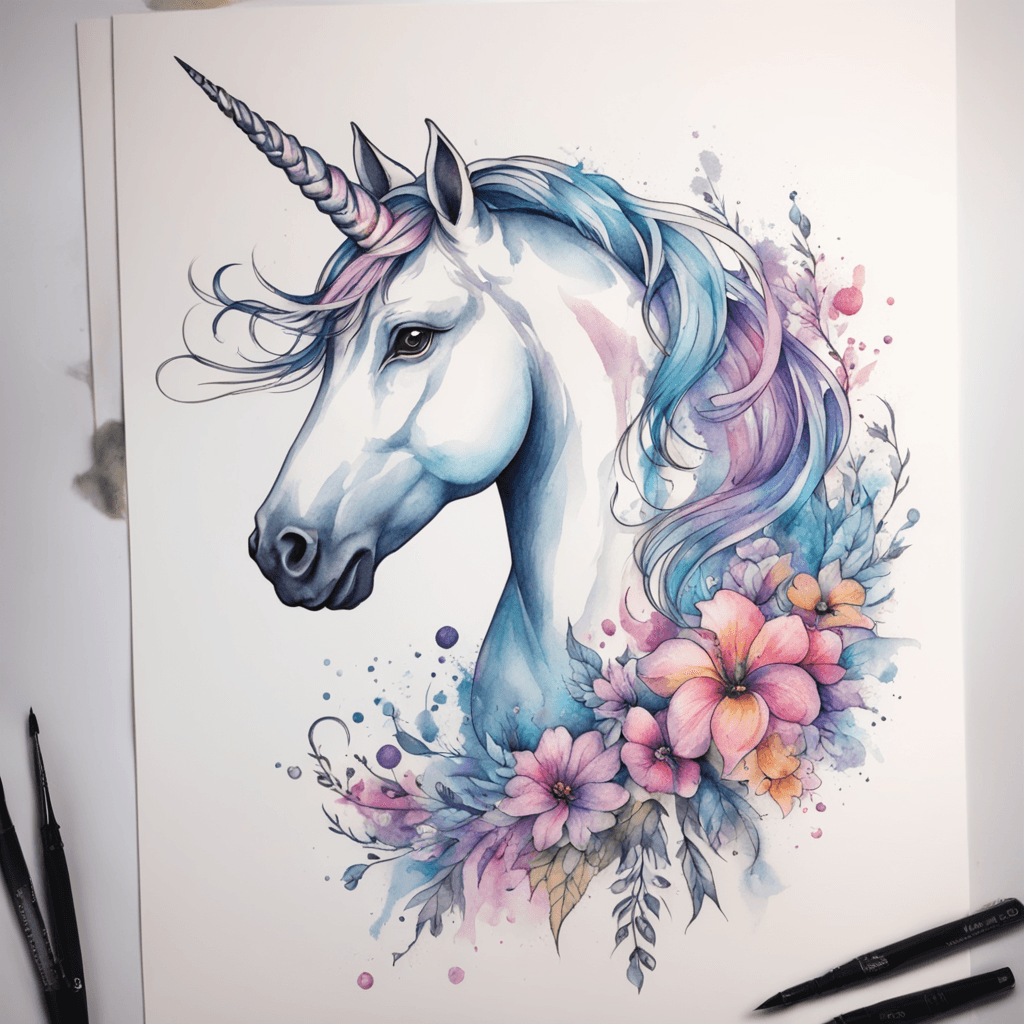 Unicorn watercolor stile
