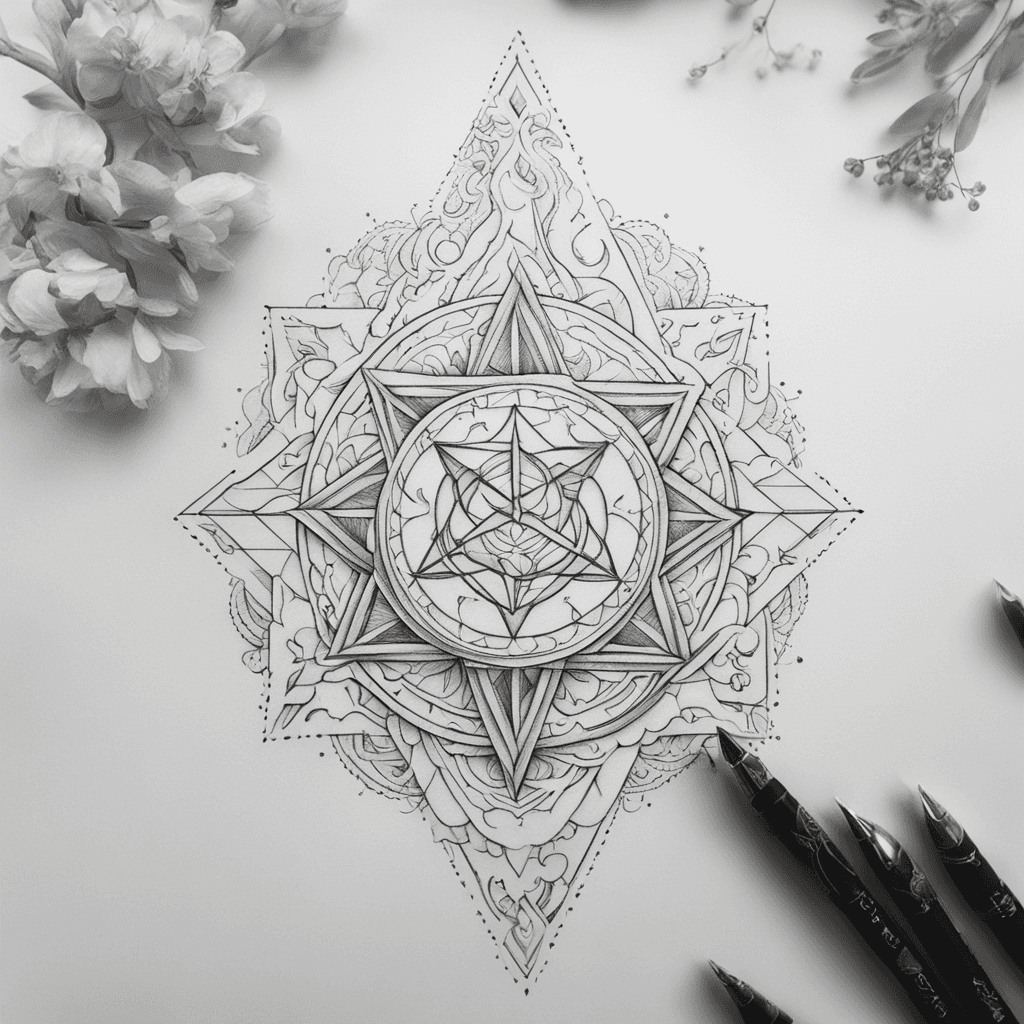 Geometric tattoo that represents his fortitude and passion but also an aura of down-to-earth humility and positive vibes.reflects a story of ambition, dedication, and the quiet strength of staying grounded.