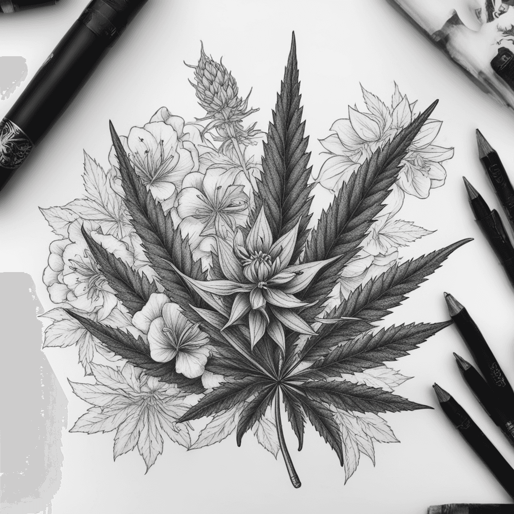 cannabis joint with flowers