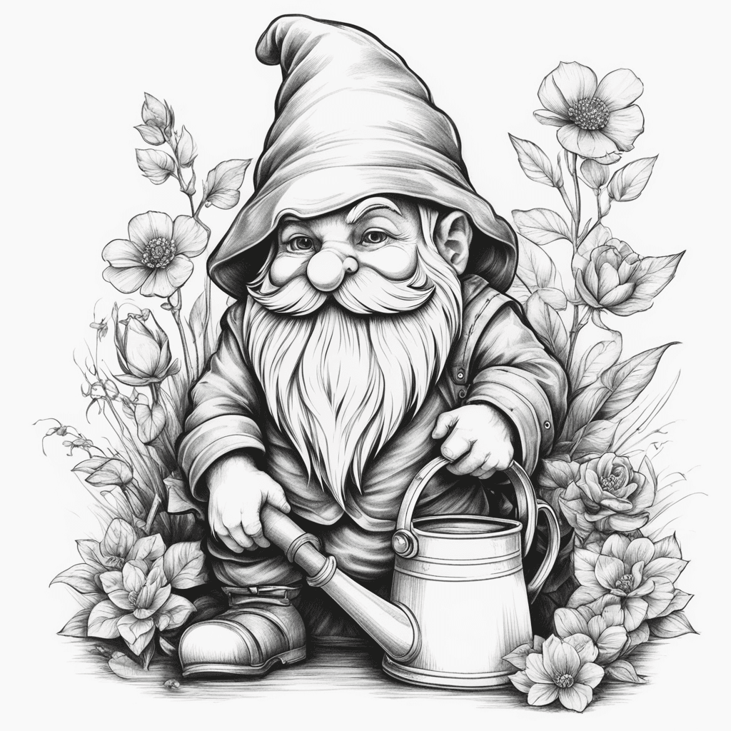 garden gnome holding a watering can