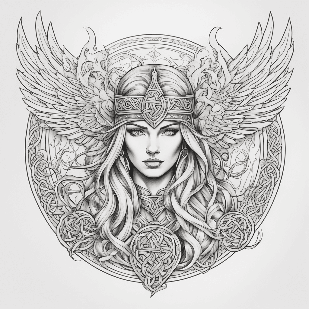 Norse mythology Valkyrie with Celtic filler