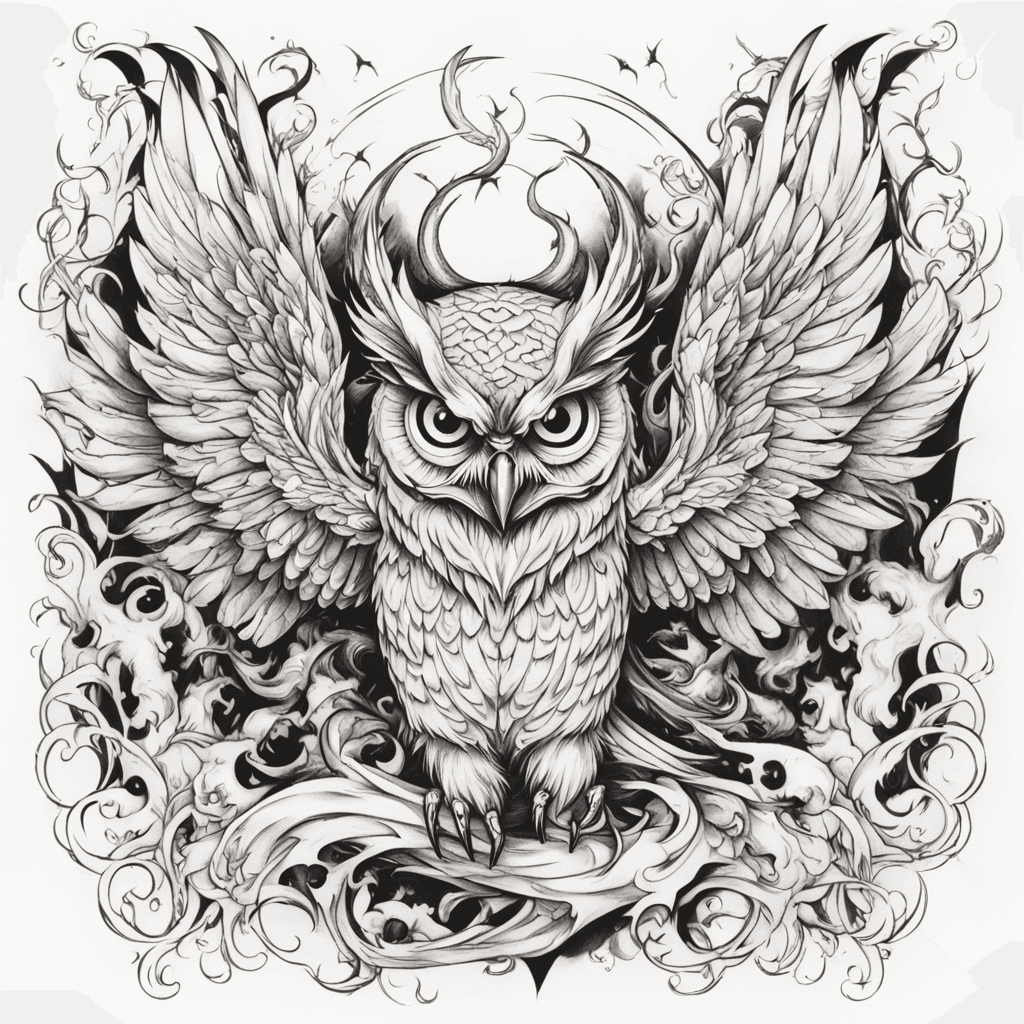 an owl Fighting with Devil