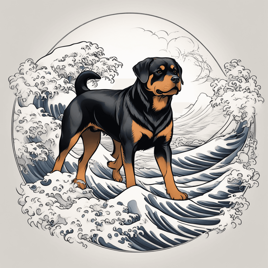 Japanese Hokusai style Rottweiler