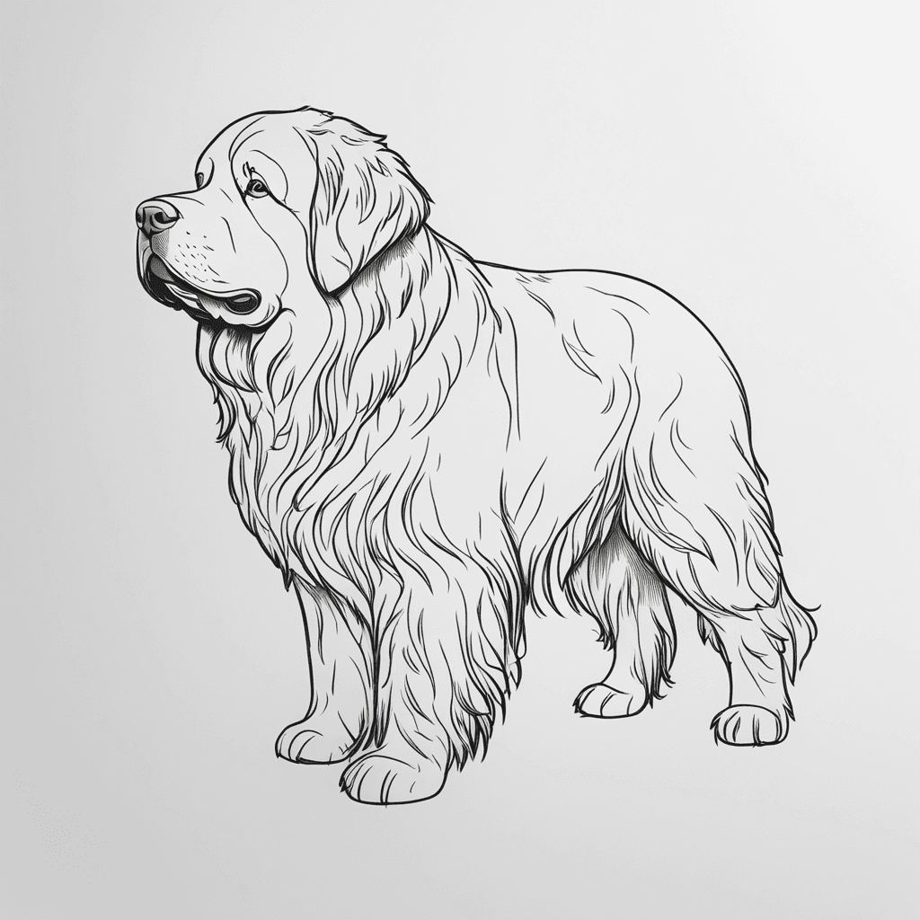a minimalist fine line newfoundland dog 