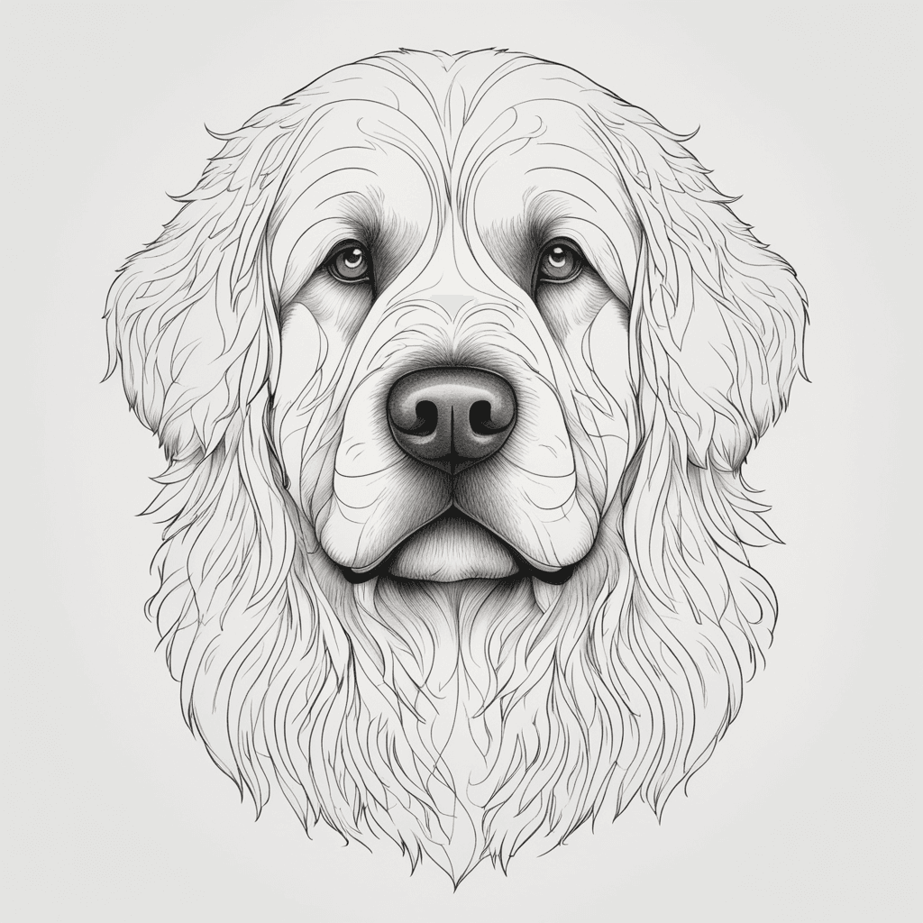 a minimalist fine line newfoundland dog 