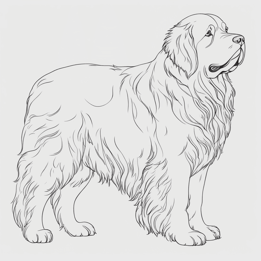 a minimalist outline of a newfoundland dog 