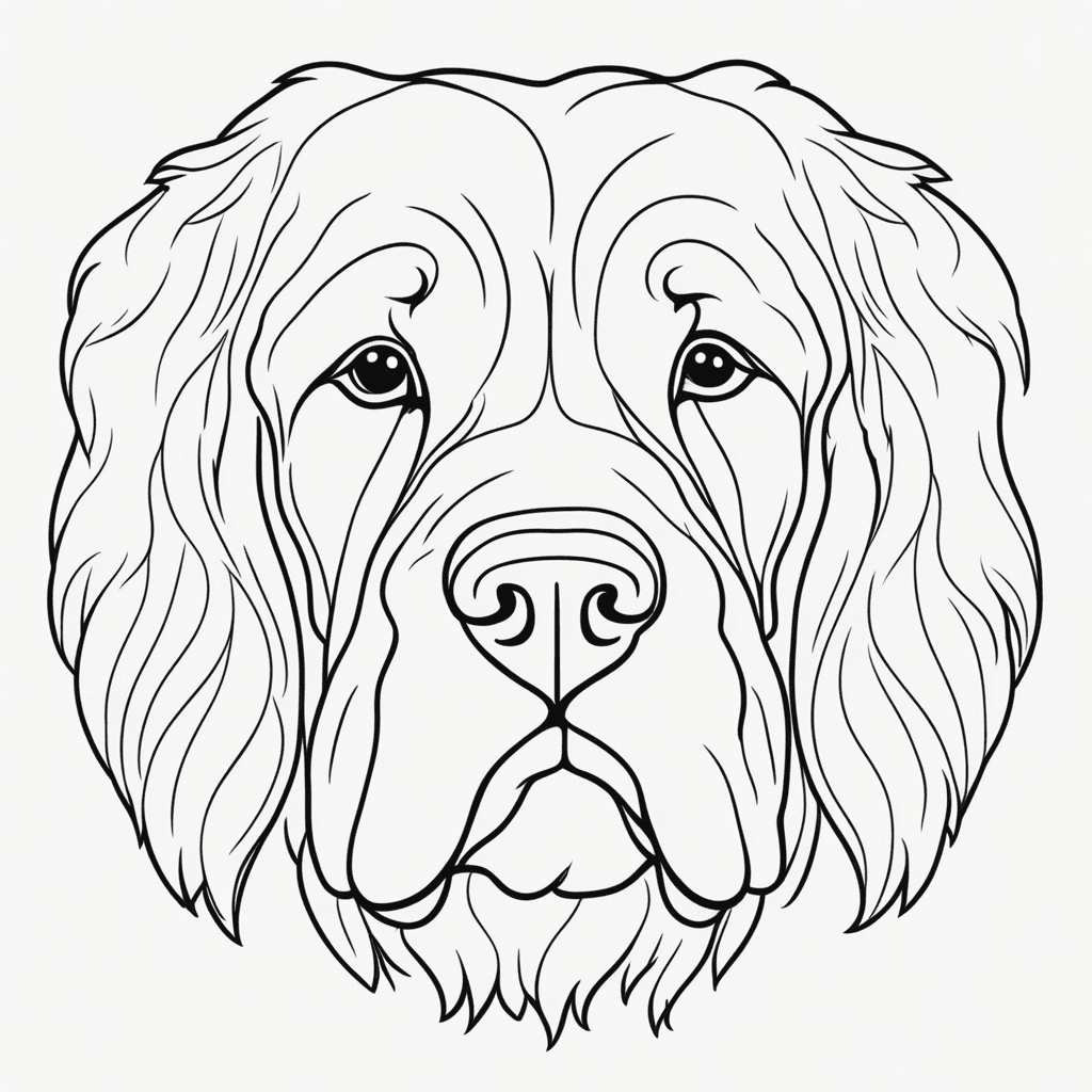 a very minimalist outline of a newfoundland dog face