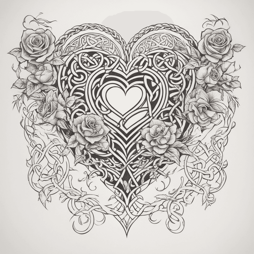 celtic/nordic set of scales with heart and roses