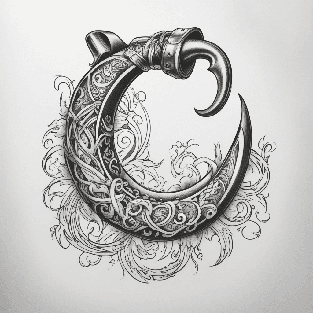 Fishhook wrapped around a horseshoe
