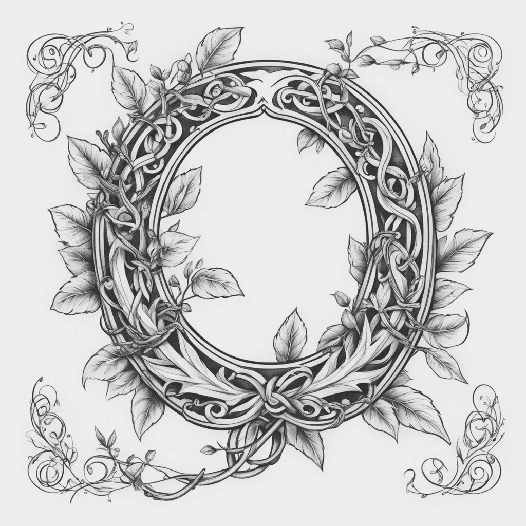 Horseshoe with a vine wrapped around it