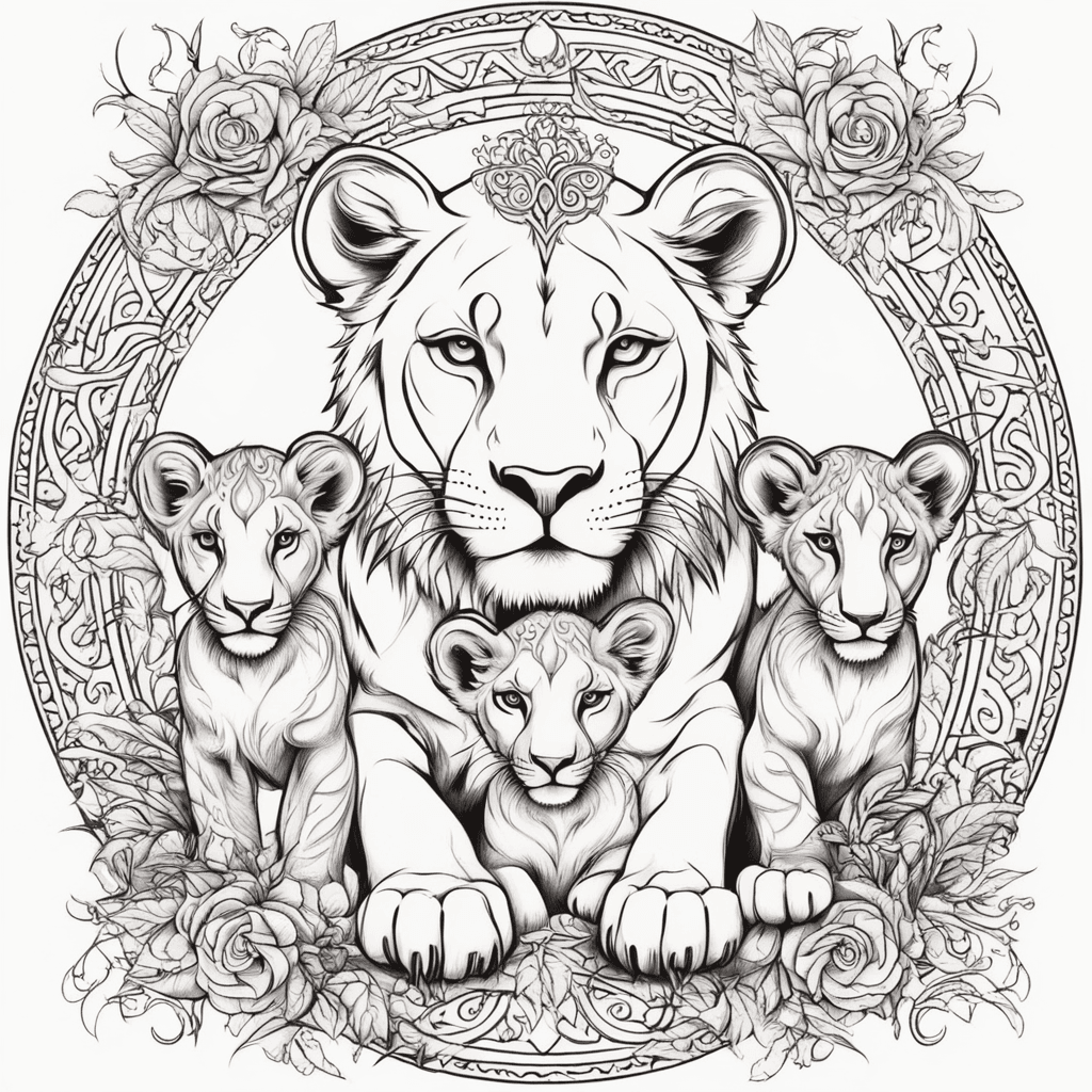 Lioness and two cubs