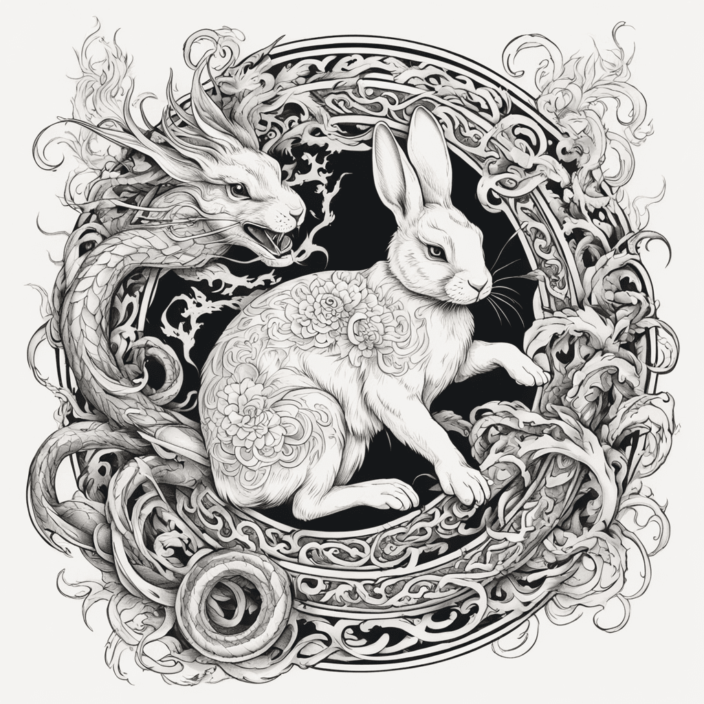 rabbit with chinese dragon