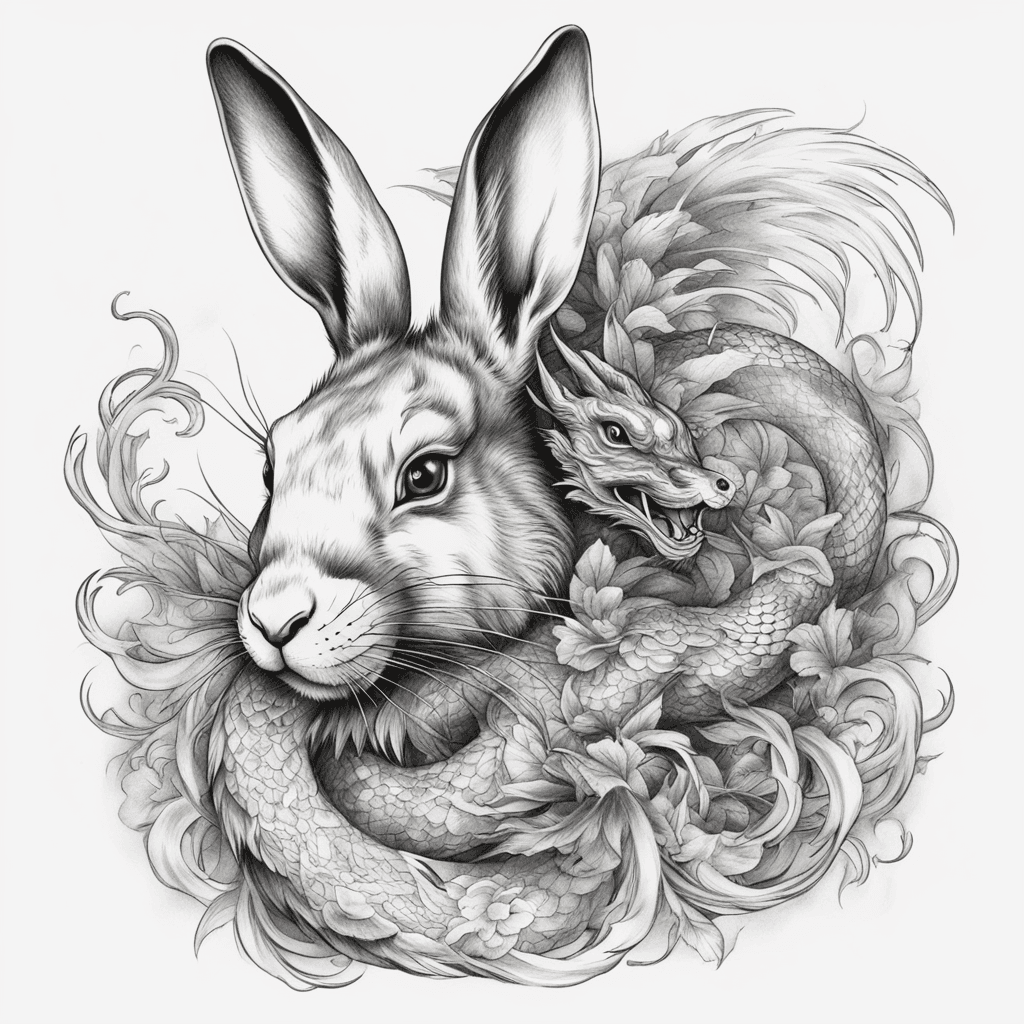rabbit with chinese dragon