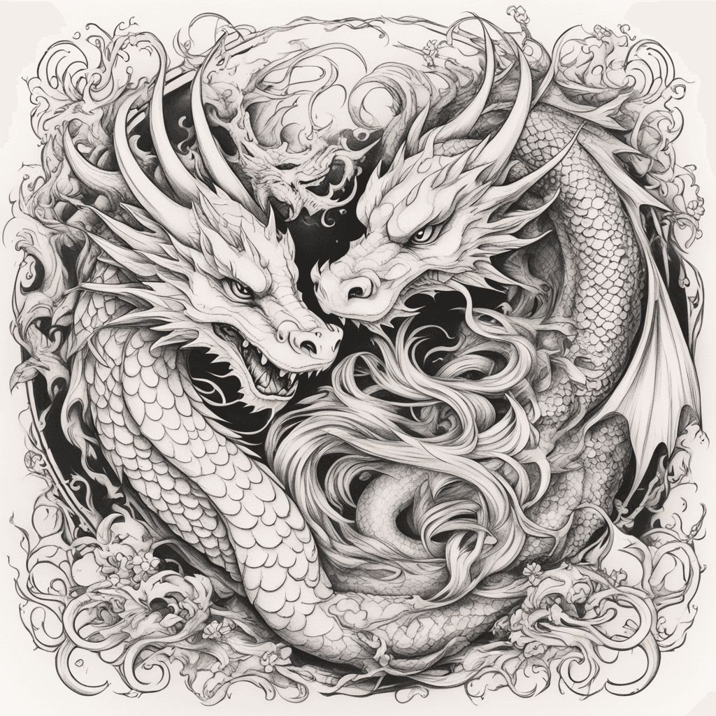 dragon and mermaid intertwined