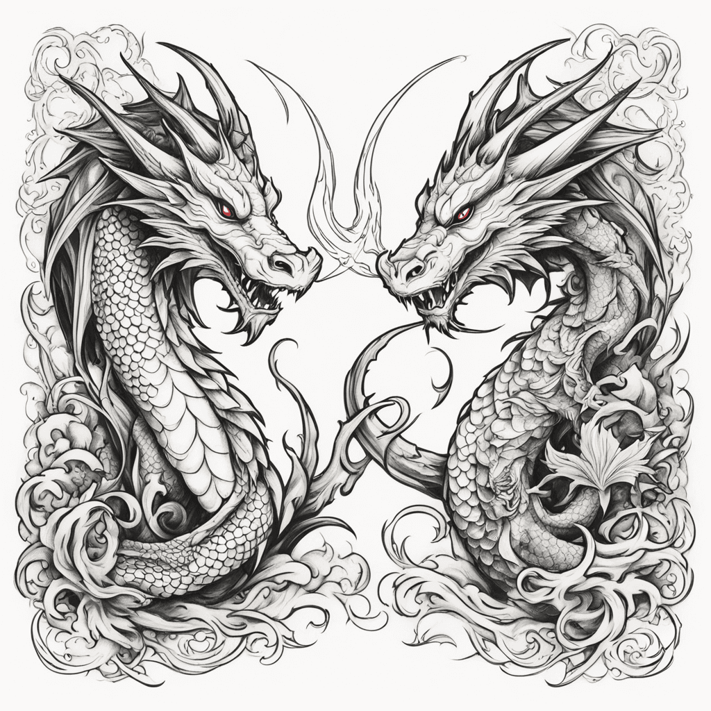 dragon and mermaid intertwined