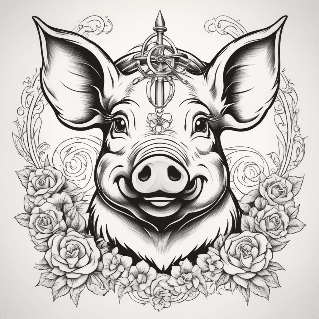 a pig tattoo sailor style