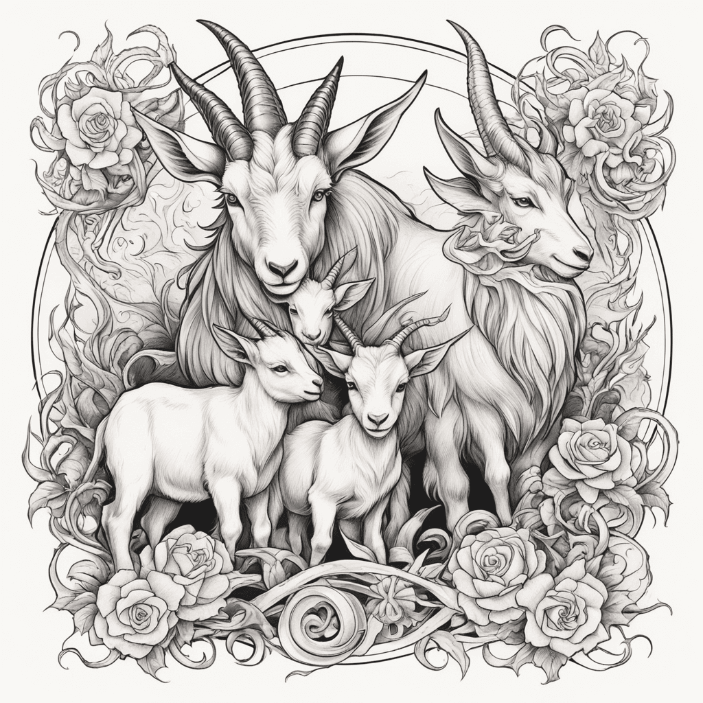 a goat father protect a cow baby and dragon baby 