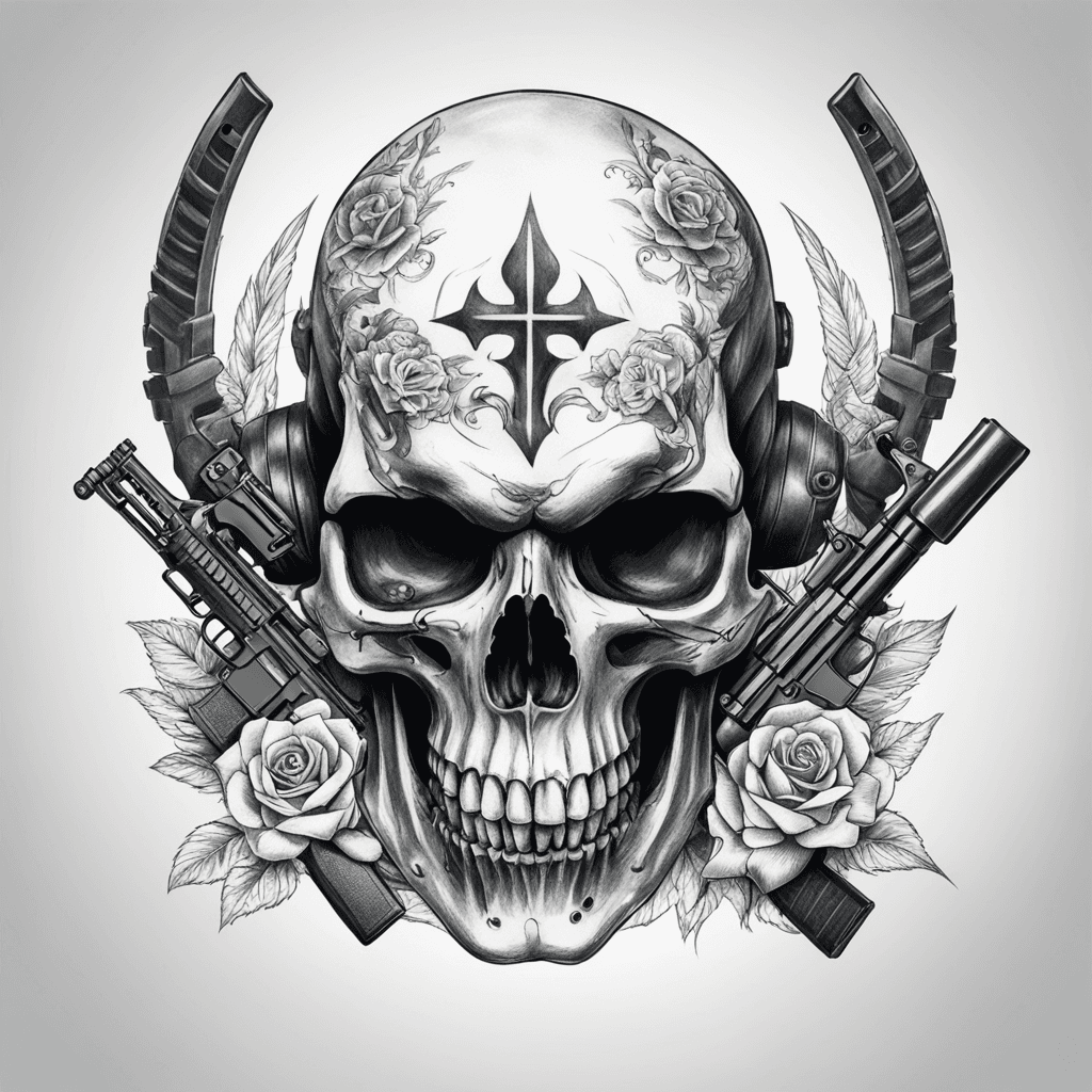 Dark skull with AR15 