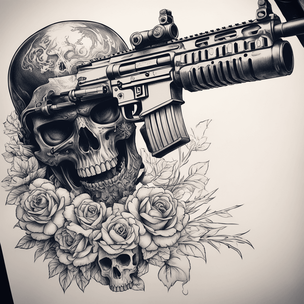 Dark skull with AR15 