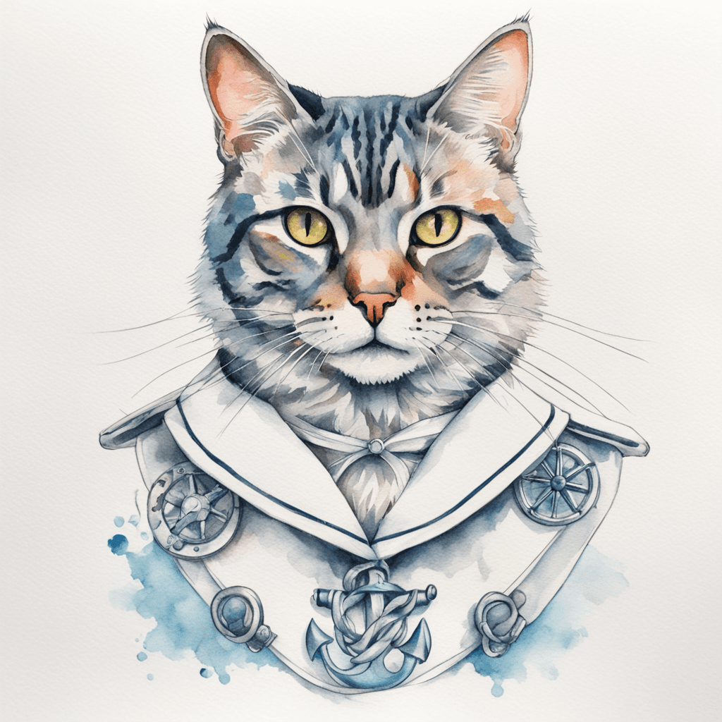 A cat. Sailor style. placement is on the top part of the right foot.