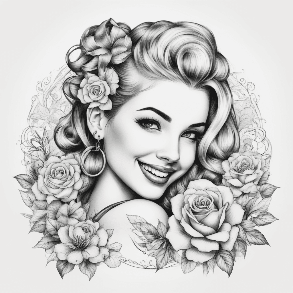 retro girl, smile