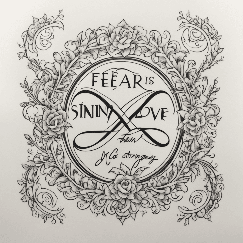 Simple Infinity mark with  words “Fear is stronger than Love.