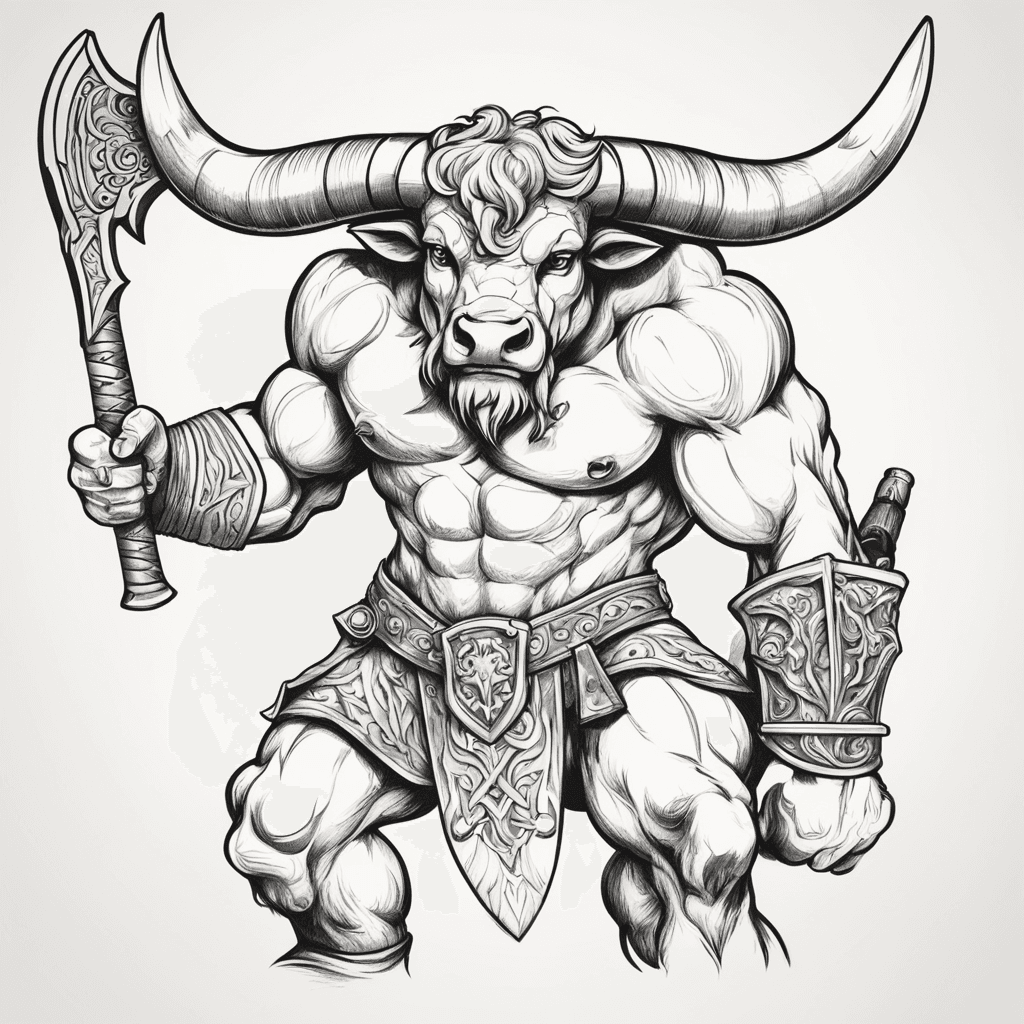 Minotaur holding axe 