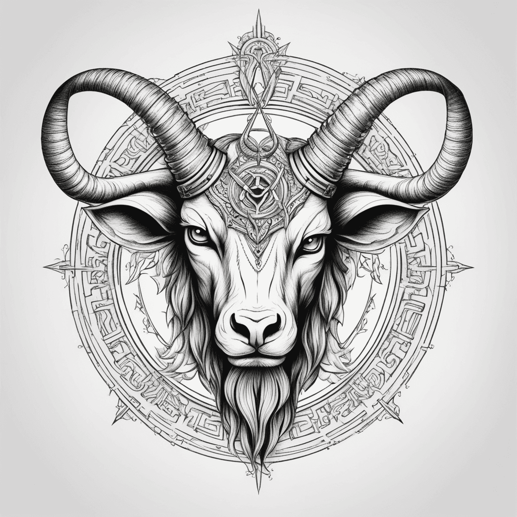 create Classical Traditional Baphomet powerful design for forearms 