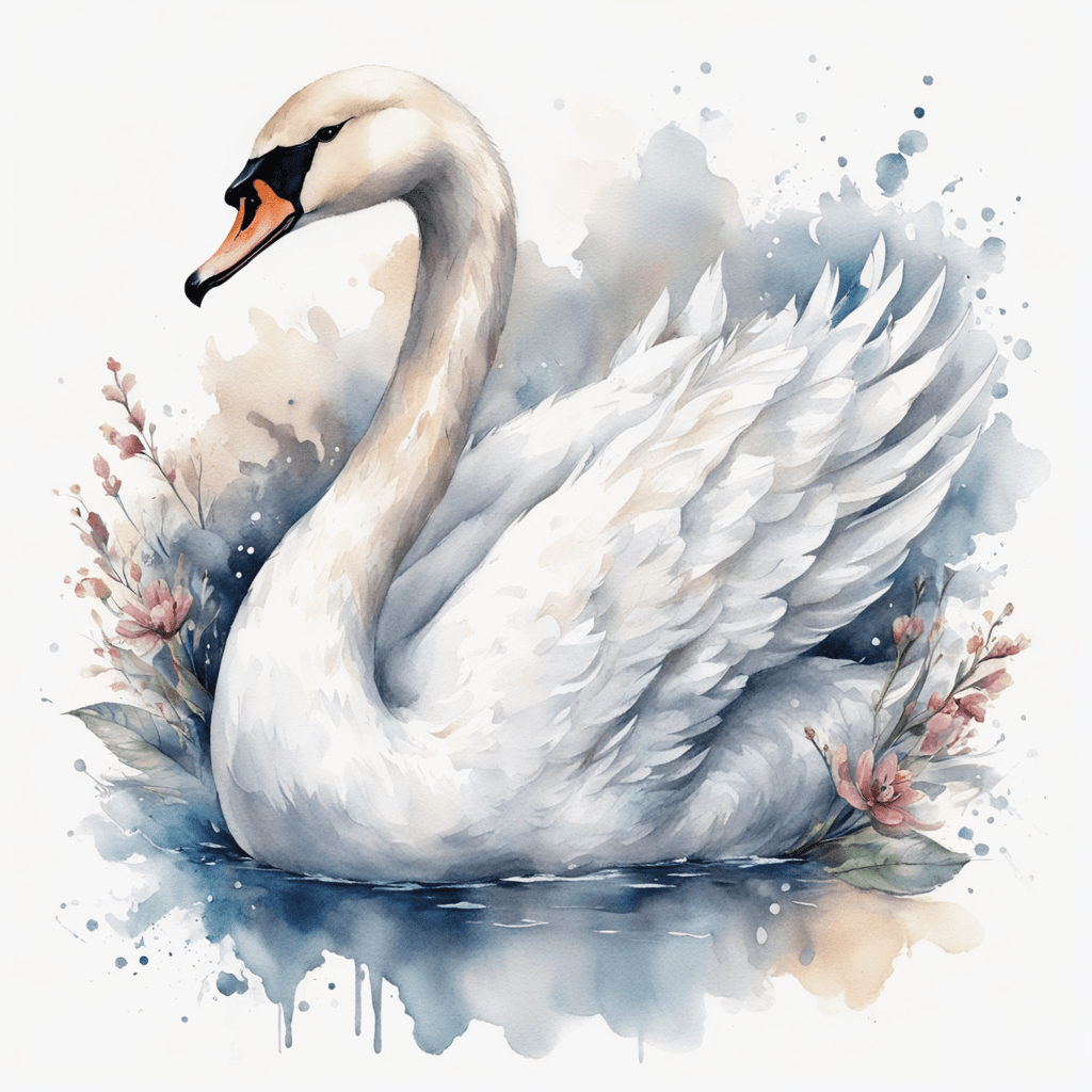 A white swan, elegant，complete