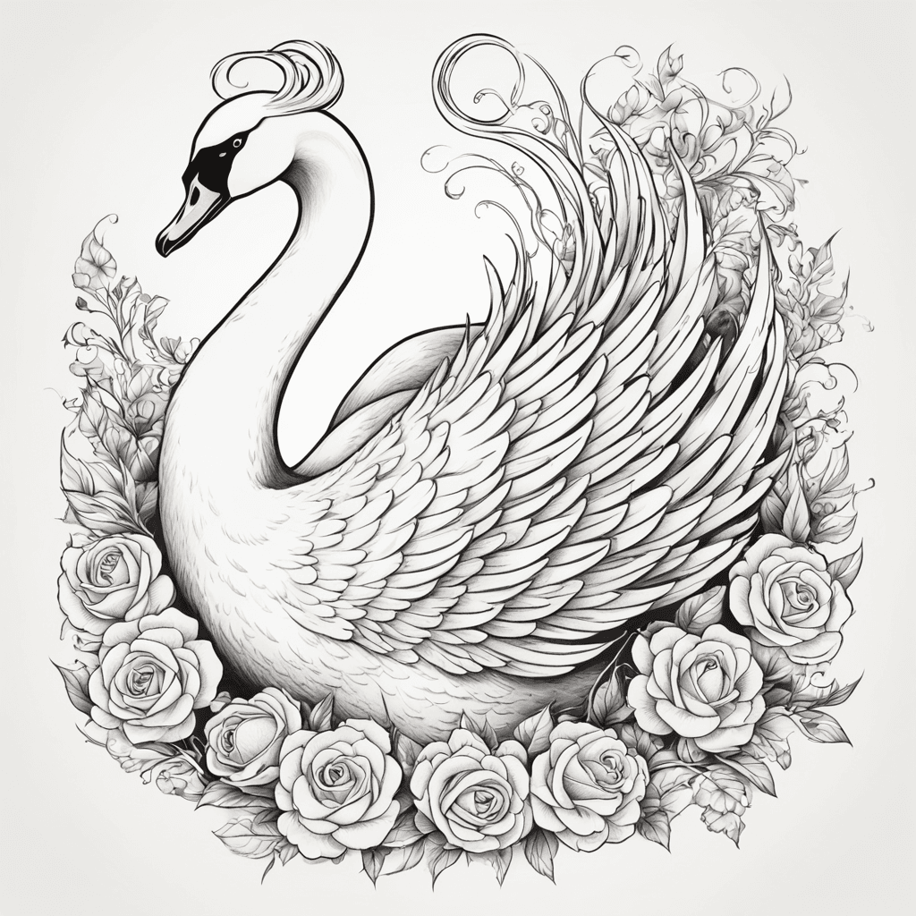 A white swan, elegant，complete