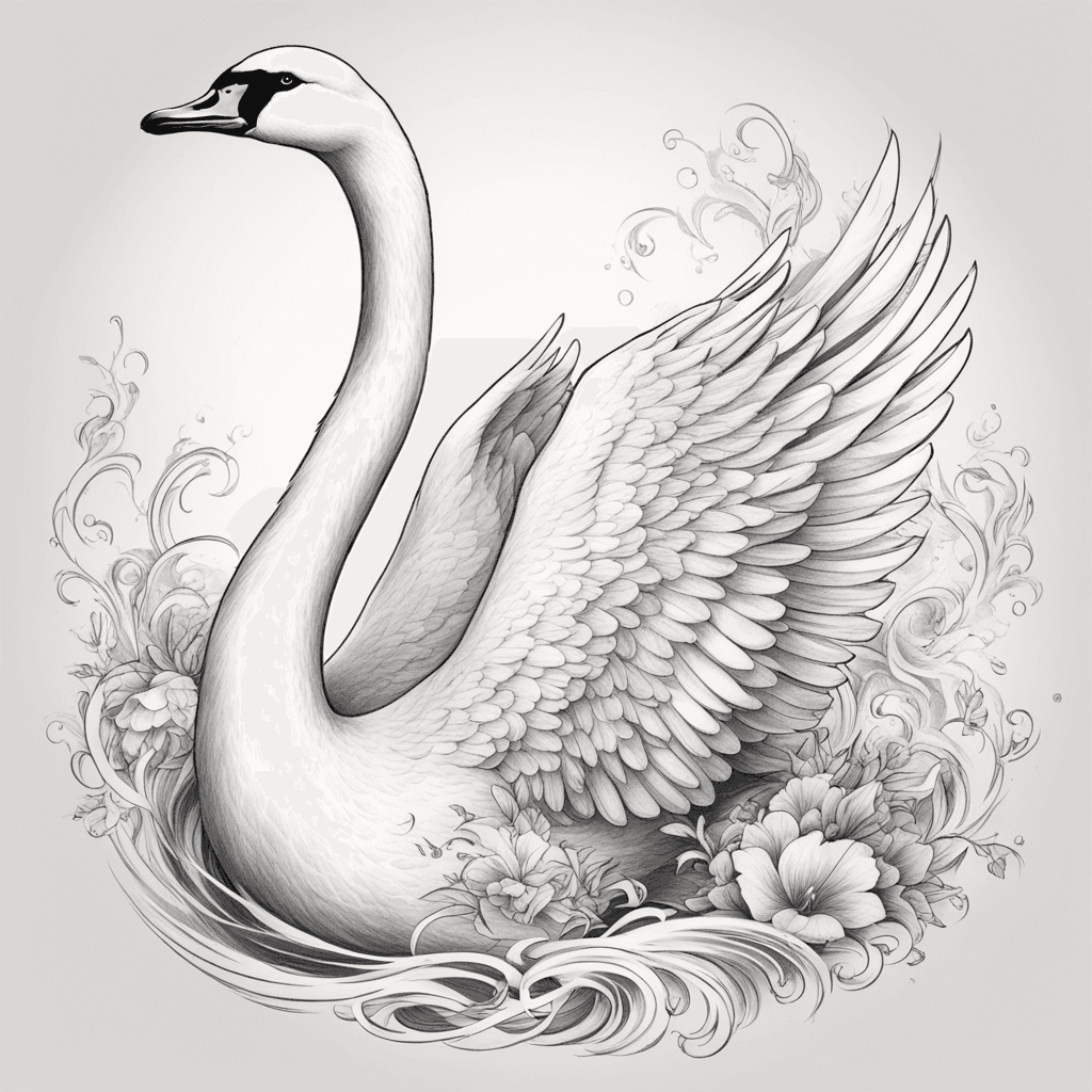 A white swan, graceful，complete