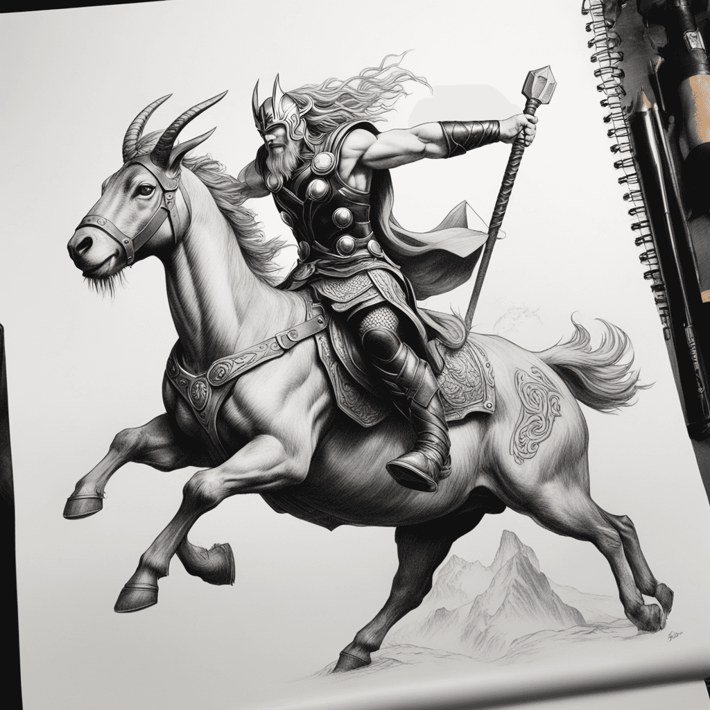 Thor riding on a goat