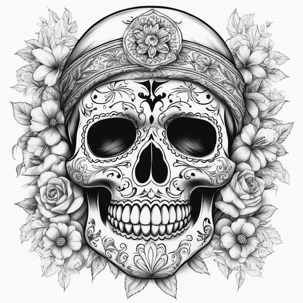 Sugar skull with bandana