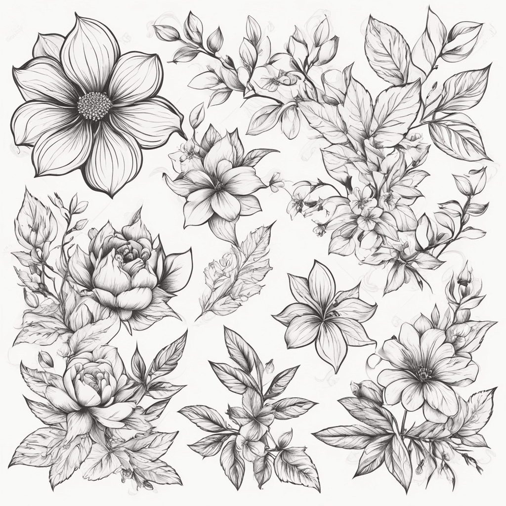 Vector floral set with leaves and flowers for your compositions wedding invitation