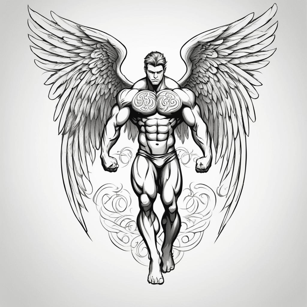a male bodybuilder angel with the words True Strength