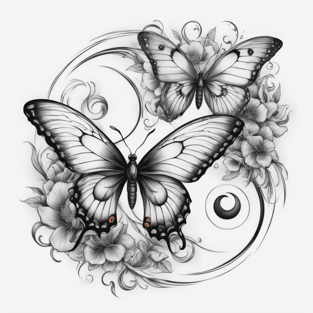 Yin yang fire butterfly and water butterfly 