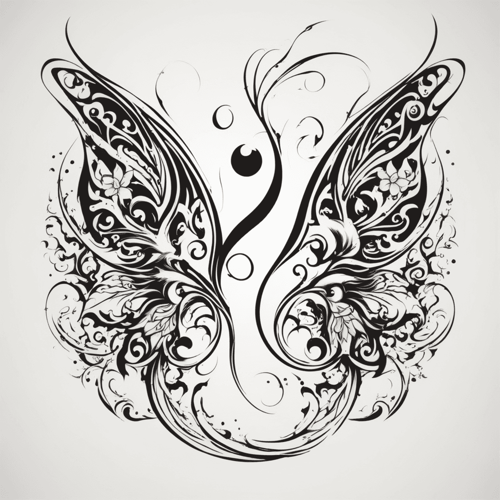 Yin yang fire butterfly and water butterfly 