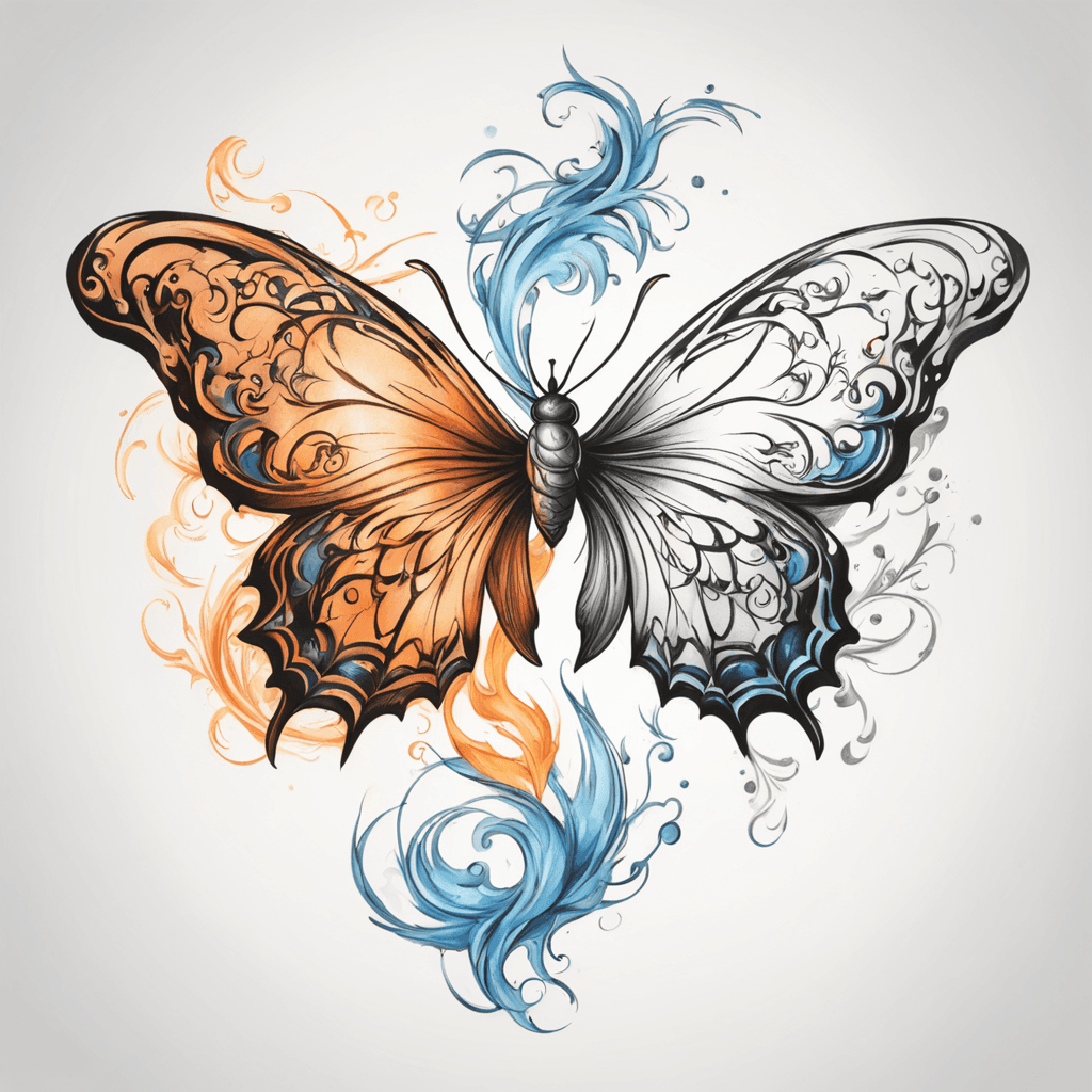 Yin yang fire butterfly and water butterfly 
