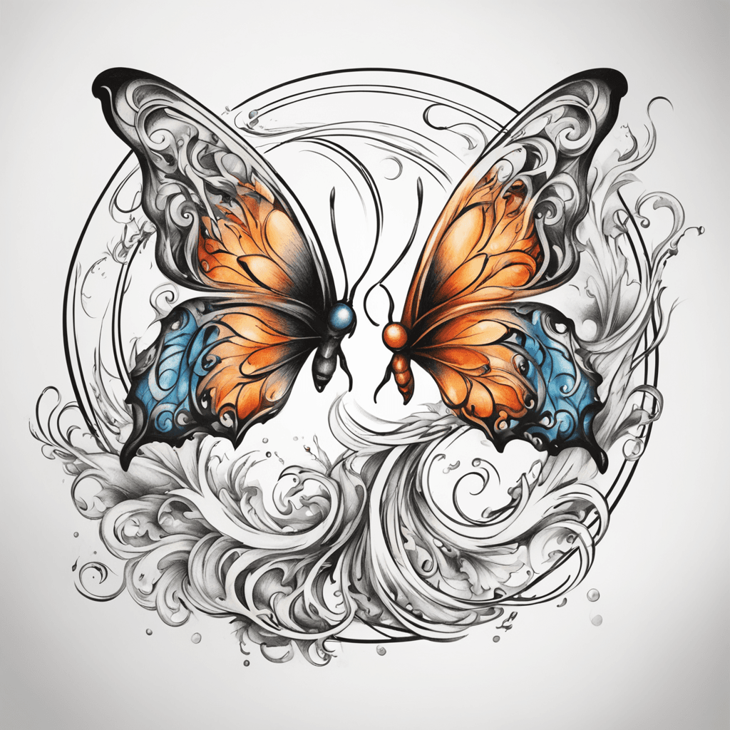 Yin yang fire butterfly and water butterfly 